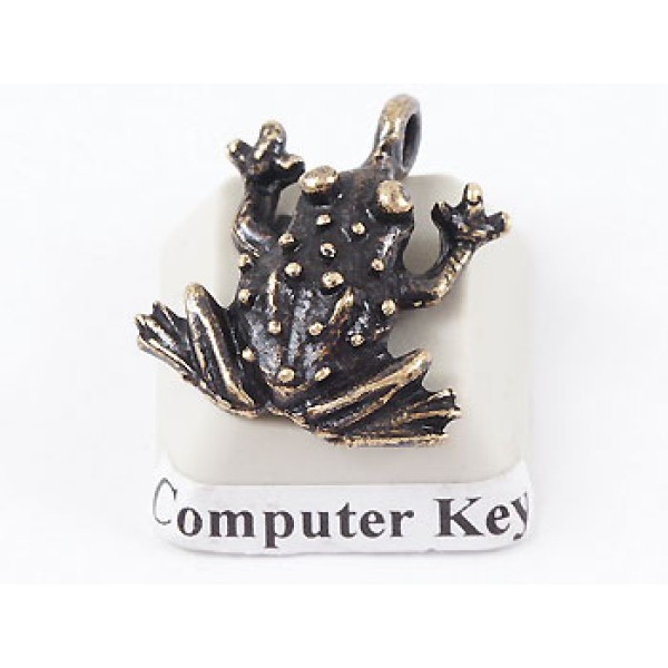 Charm, Frog, spotty, antiqued brass
