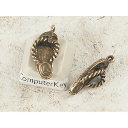 Charm, Jandal, antiqued brass plate