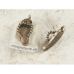 Charm, Jandal, antiqued brass plate