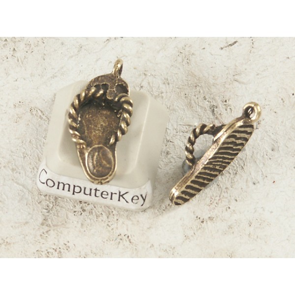 Charm, Jandal, antiqued brass plate