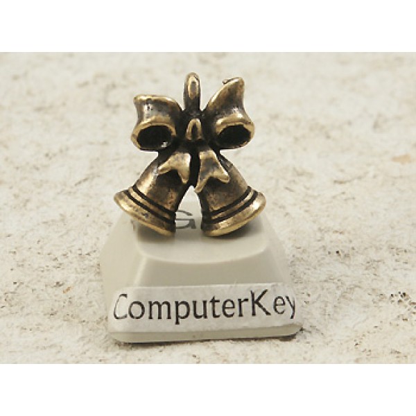 Pewter Charm, Christmas or Wedding Bells, antiqued brass
