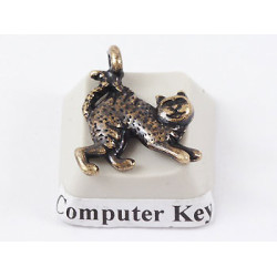 Charm, Cat with arched back, antiqued brass