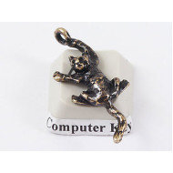 Charm, Cat Hanging On, sml, antiqued brass