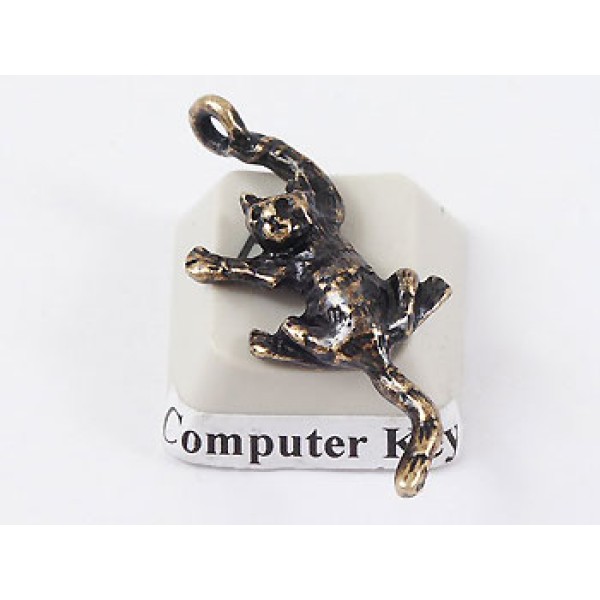 Charm, Cat Hanging On, sml, antiqued brass
