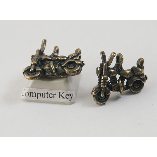 Pewter Charm, Motorbike, antiqued brass