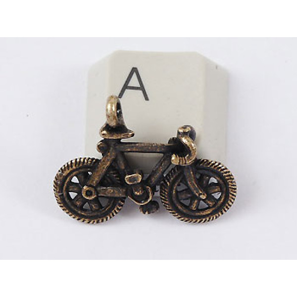 Pewter charm, Bicycle, antiqued brass