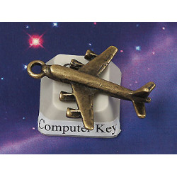 Charm, Plane, front facing loop, antiqued brass
