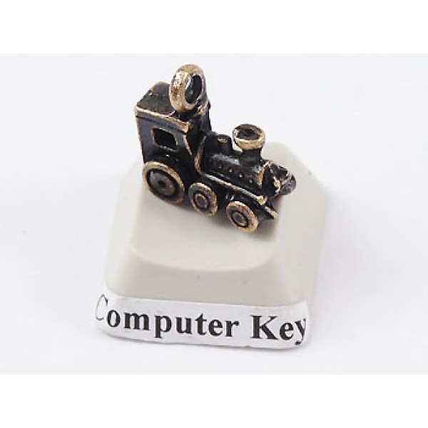 Charm, choo choo Train, antiqued brass