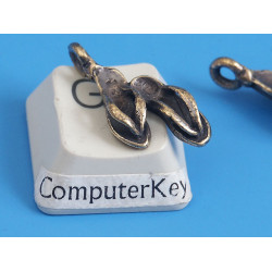 Charm, pair of cute jandals, antiqued brass plate