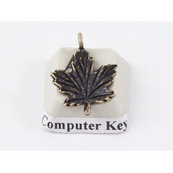 Charm, Autumn Leaf, antiqued brass