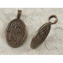 Moon Dog pendant /charm, antiqued brass
