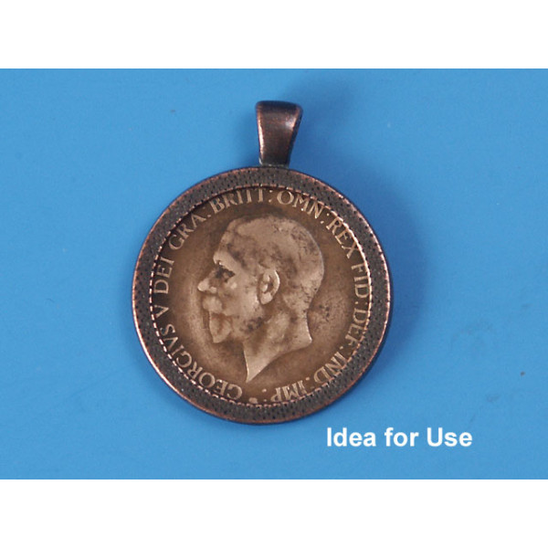 Penny Bezel, antiqued copper, fits New Zealand, Australian, British penny, exclusive, make your own penny pendant