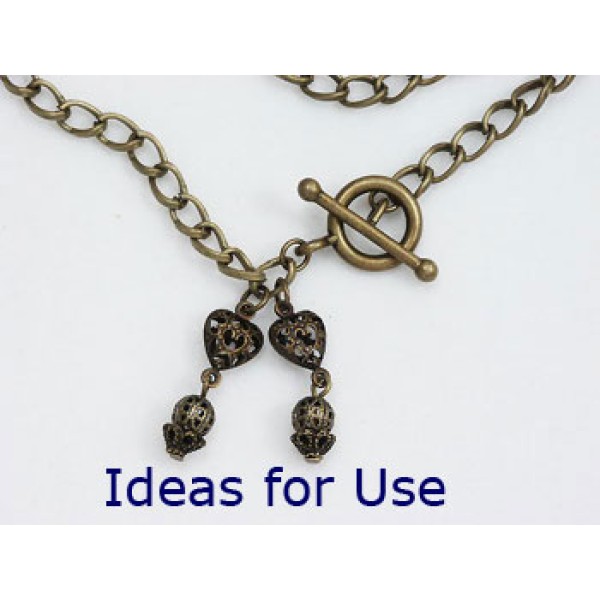 Bead Cap, 7mm, chunky cast antiqued bronze flower