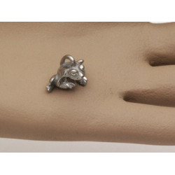 Pewter Charm, tiny 3D Frog, 17mm wide