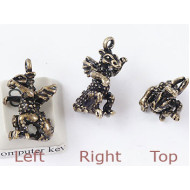 Charm, Dragon, sitting, antiqued brass