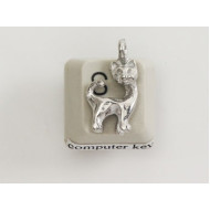 Pewter Charm, Cat, long neck, side loop