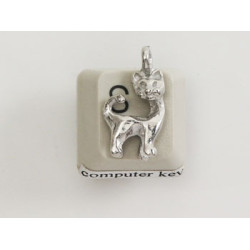Pewter Charm, Cat, long neck, side loop