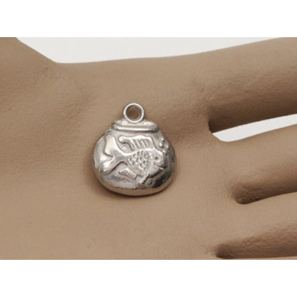 Pewter Charm, Fishbowl, large