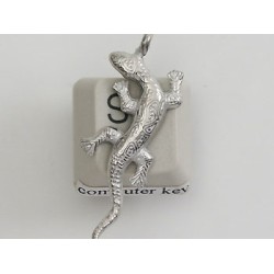 Pewter Charm, Gecko, long tail
