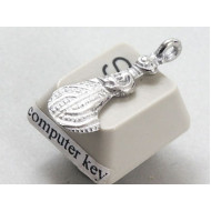 Pewter Charm, NZ Mere, carved club, sideways loop