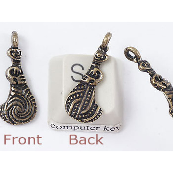 Charm, NZ Mere, carved club, antiqued brass