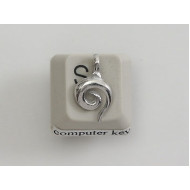 Pewter Charm, tiny NZ Koru spiral, with sideways loop