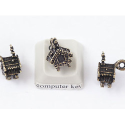 Charm, NZ Maori Pataka, antiqued brass