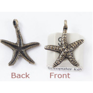 Charm, Starfish, antiqued brass