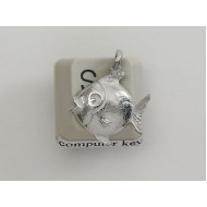 Pewter Charm, Fish, round, single sided