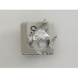 Pewter Charm, Fish, round, single sided