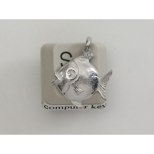 Pewter Charm, Fish, round, single sided