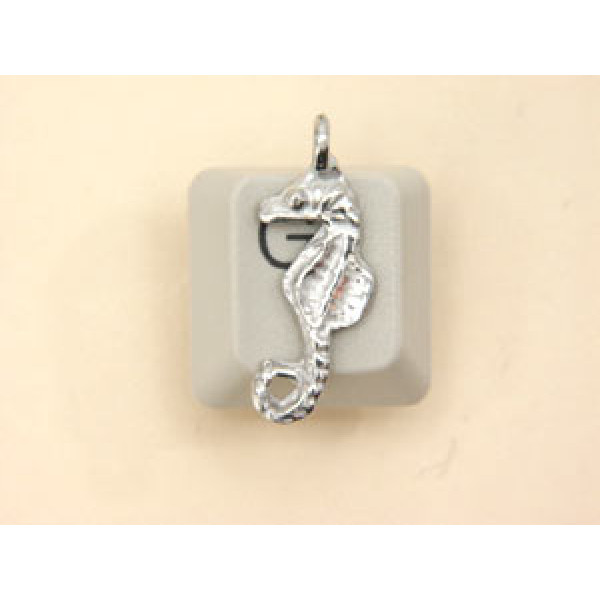 Pewter Charm, Seahorse, small, sideways loop, two sided