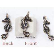 Charm, Seahorse, small, antiqued brass