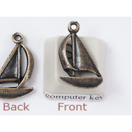 Charm, Yacht, antiqued brass