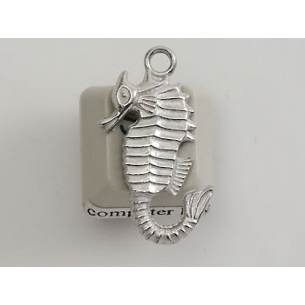 Pewter Charm, Seahorse, large, front facing loop
