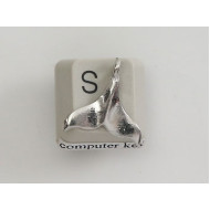 Pewter Charm, Whale Tail, 16mm