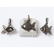 Charm, Fish, Goldfish, antiqued brass