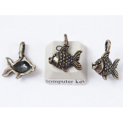 Charm, Fish, Goldfish, antiqued brass