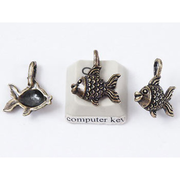 Charm, Fish, Goldfish, antiqued brass