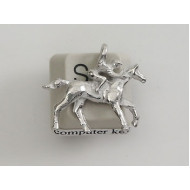 Pewter Charm, Horse, Racehorse with Rider, two sided