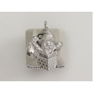 Pewter Charm, Christmas Santa in Chimney