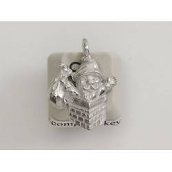 Pewter Charm, Christmas Santa in Chimney
