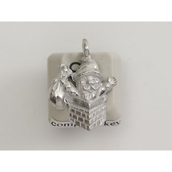 Pewter Charm, Christmas Santa in Chimney