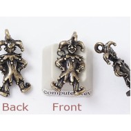 Charm, Jester, antiqued brass