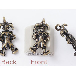 Charm, Jester, antiqued brass