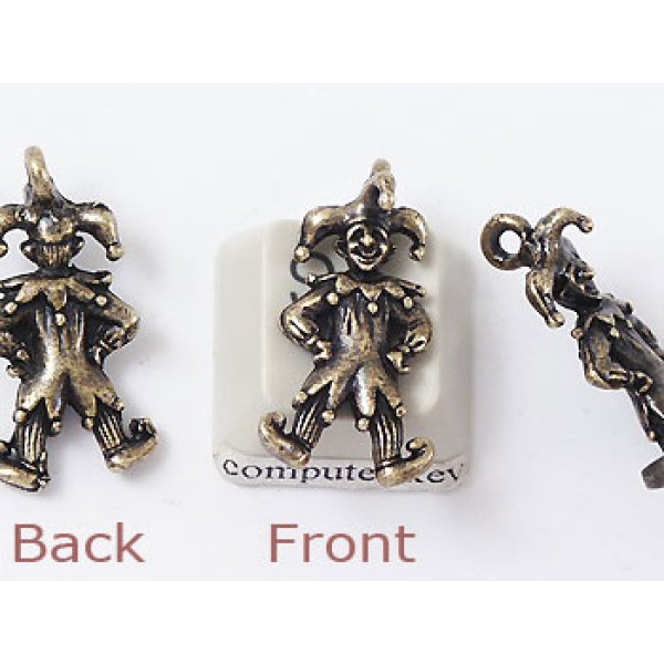 Charm, Jester, antiqued brass