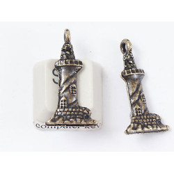 Charm, Nautical, Lighthouse, antiqued brass
