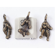 Charms, Lucky Monkies, set 3, antiqued brass
