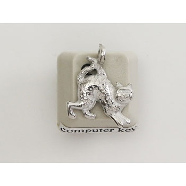 Pewter Charm, Cat, Arched Back