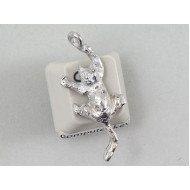 Pewter Charm, Cat Hanging On, sml